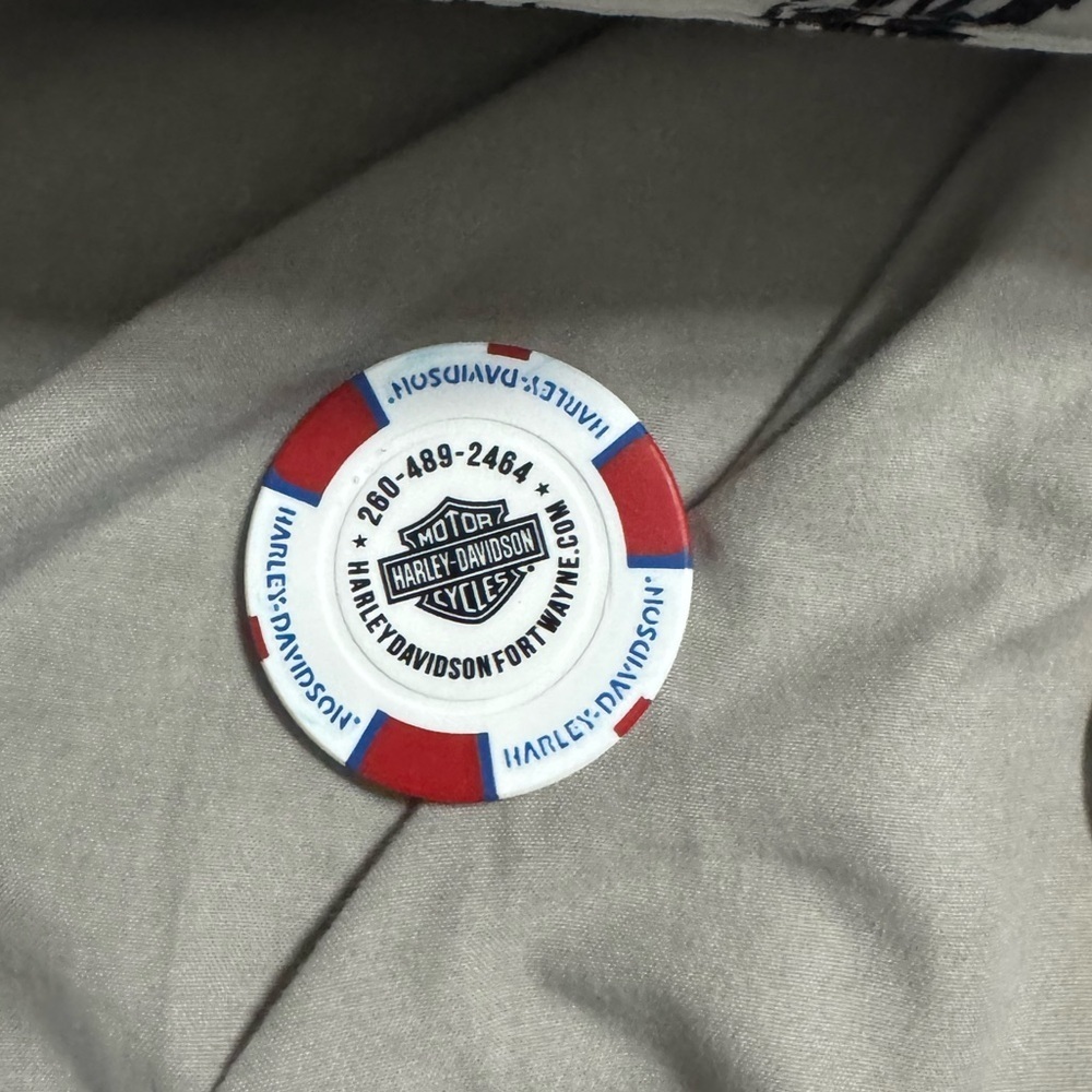 Harley-Davidson Red and White Poker Chip